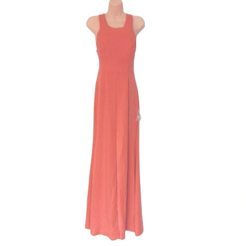 BARIANO Jersey Knit Coral Pink Maxi Office Brunch Cruise Desk Dinner Party Dress - Picture 2 of 13